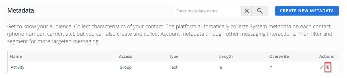 delete metadata